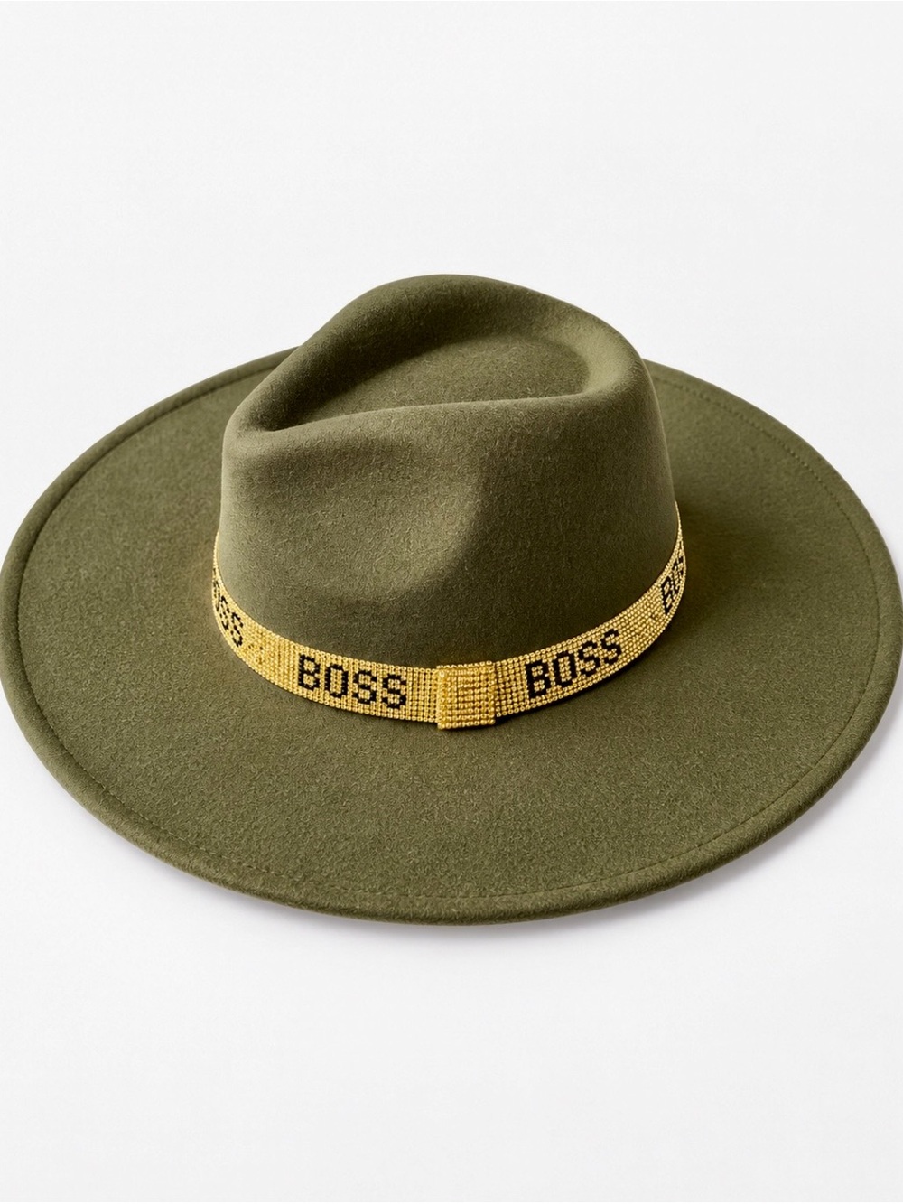 HAT Red Underside Brim/Gold Sparkle BOSS Band Olive Hat 2 Color Hat Fedora - Picture 6 of 6